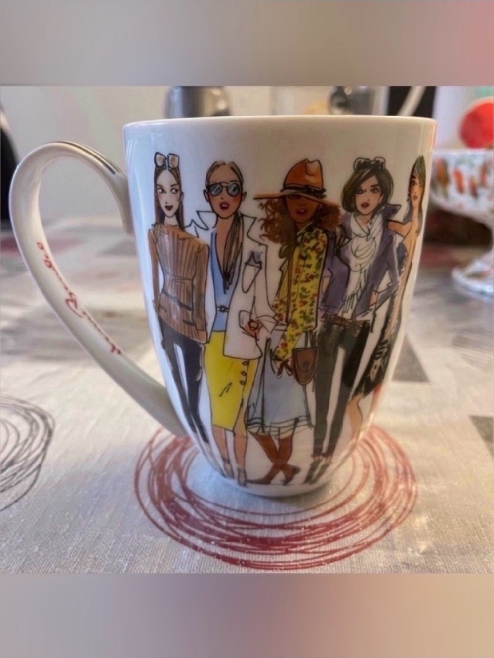 New Henri Bendel Mug featuring the iconic "Bendel Girls" fashion illustrations.